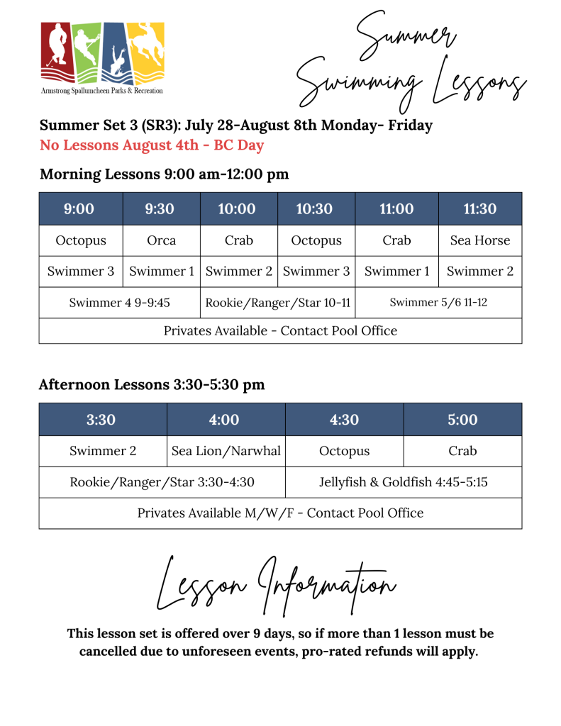Summer Set 3 Lessons 2025