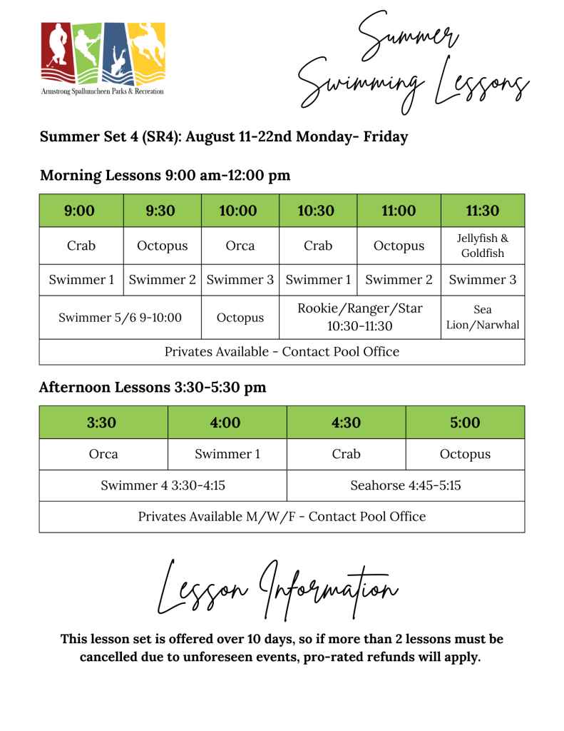 Summer Set 4 Lessons 2025